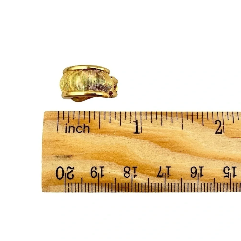 Vintage Christian Dior Earrings, Gold-tone Clip with Textured Design